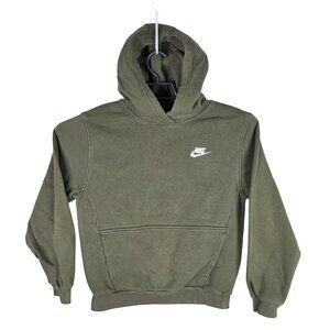 Boys Kids Nike Olive Green Hoodie Cotton Blend Casual Wear Long Sleeve Size L